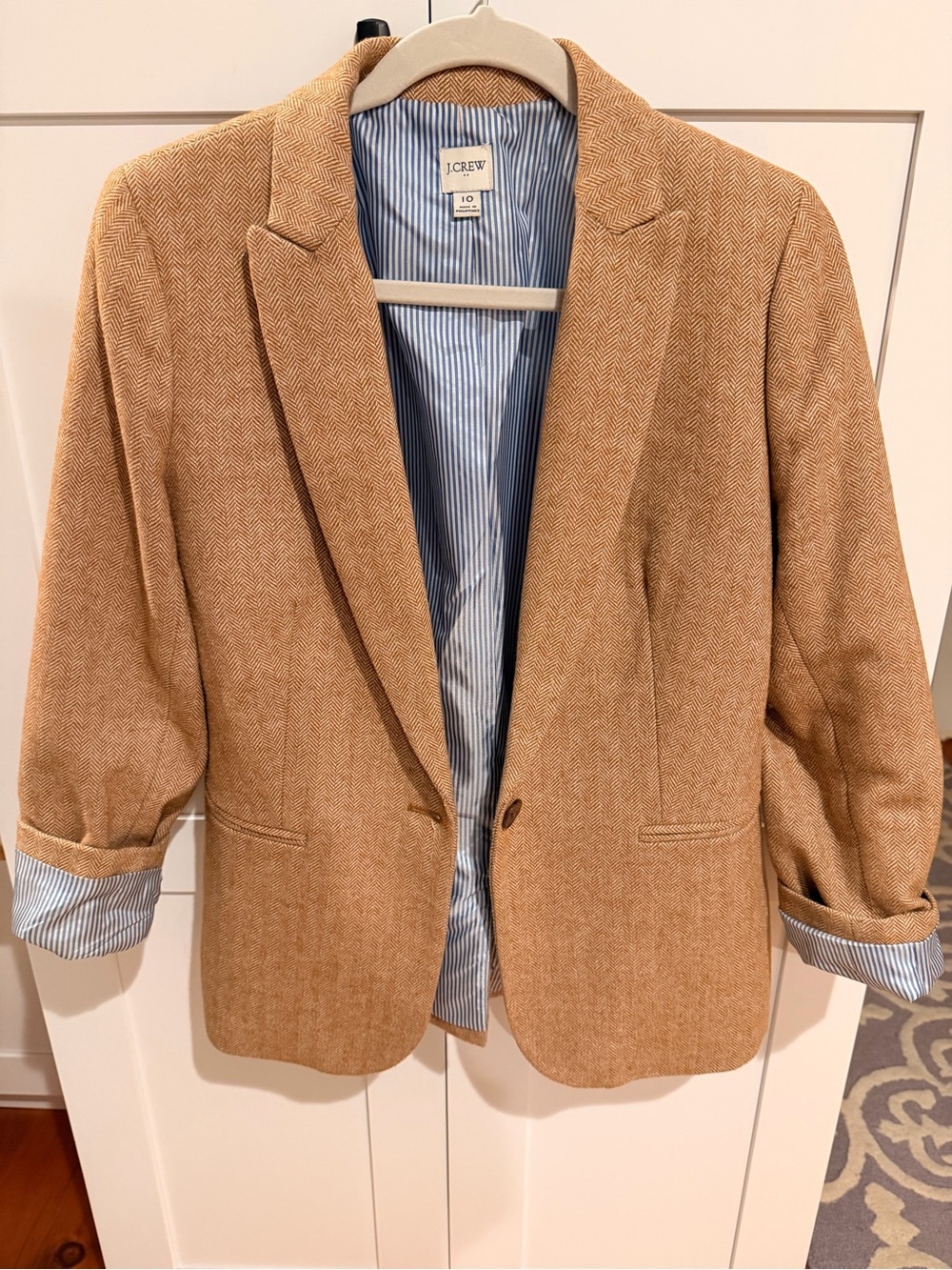 J. Crew Camel/Tan Herringbone Wool-Blend Blazer